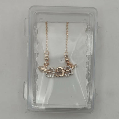 Rose Gold plated Interlocking Triple Heart Pendant Necklace For women and girls