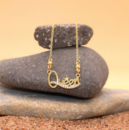 Gold Plated Queen Necklace with AD for women and girls