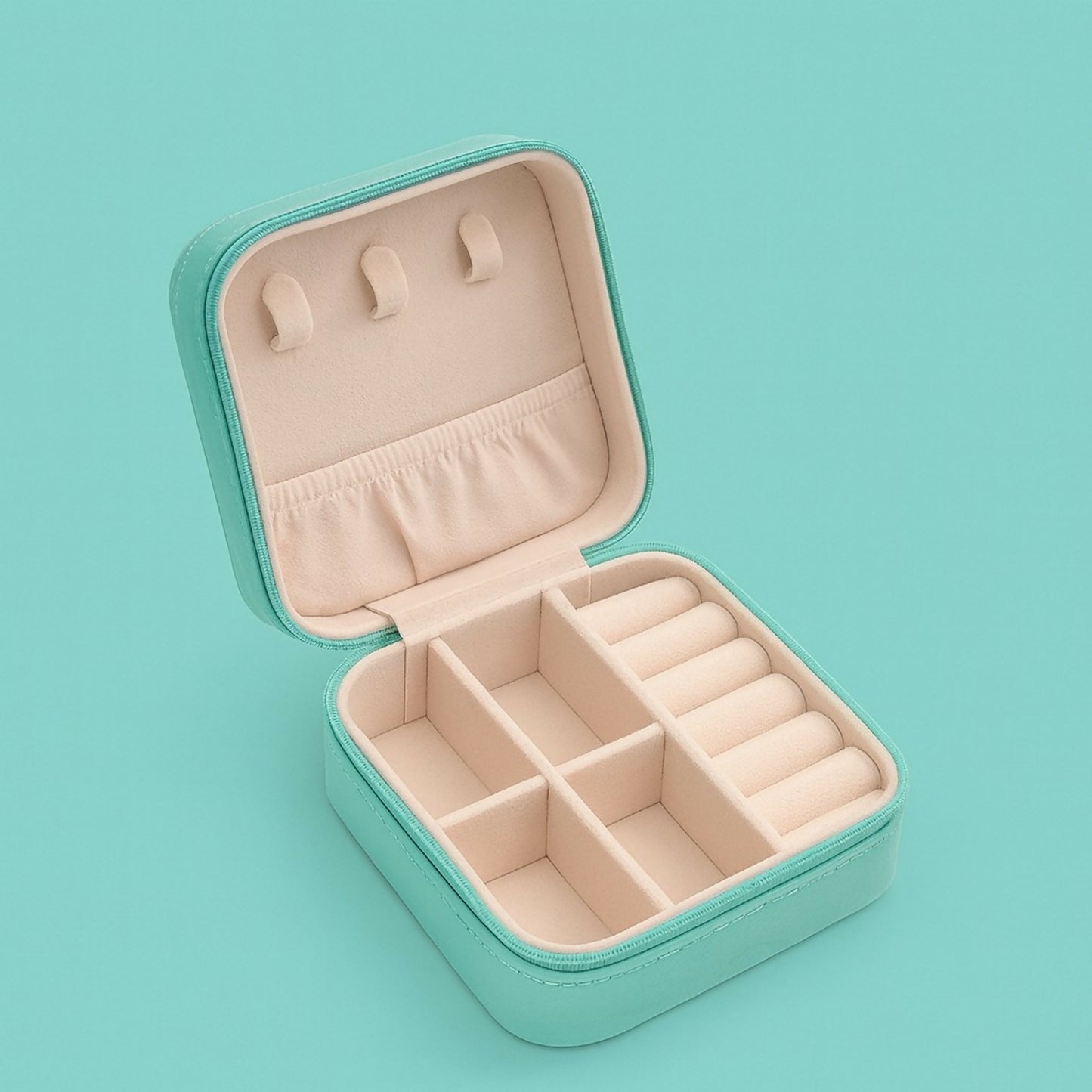 Travel Jewelry Box for Women | Compact Organizer with Rings & Necklace Slots