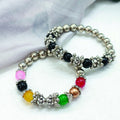 Black & Gold Beaded Bracelets – Stylish 2-Piece Set for Women