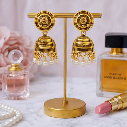 TRADITIONAL GOLDEN PLATED JHUMKA EARRINGS
