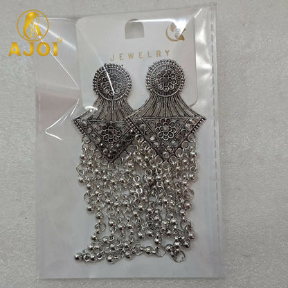 Vintage Floral Silver Earrings
