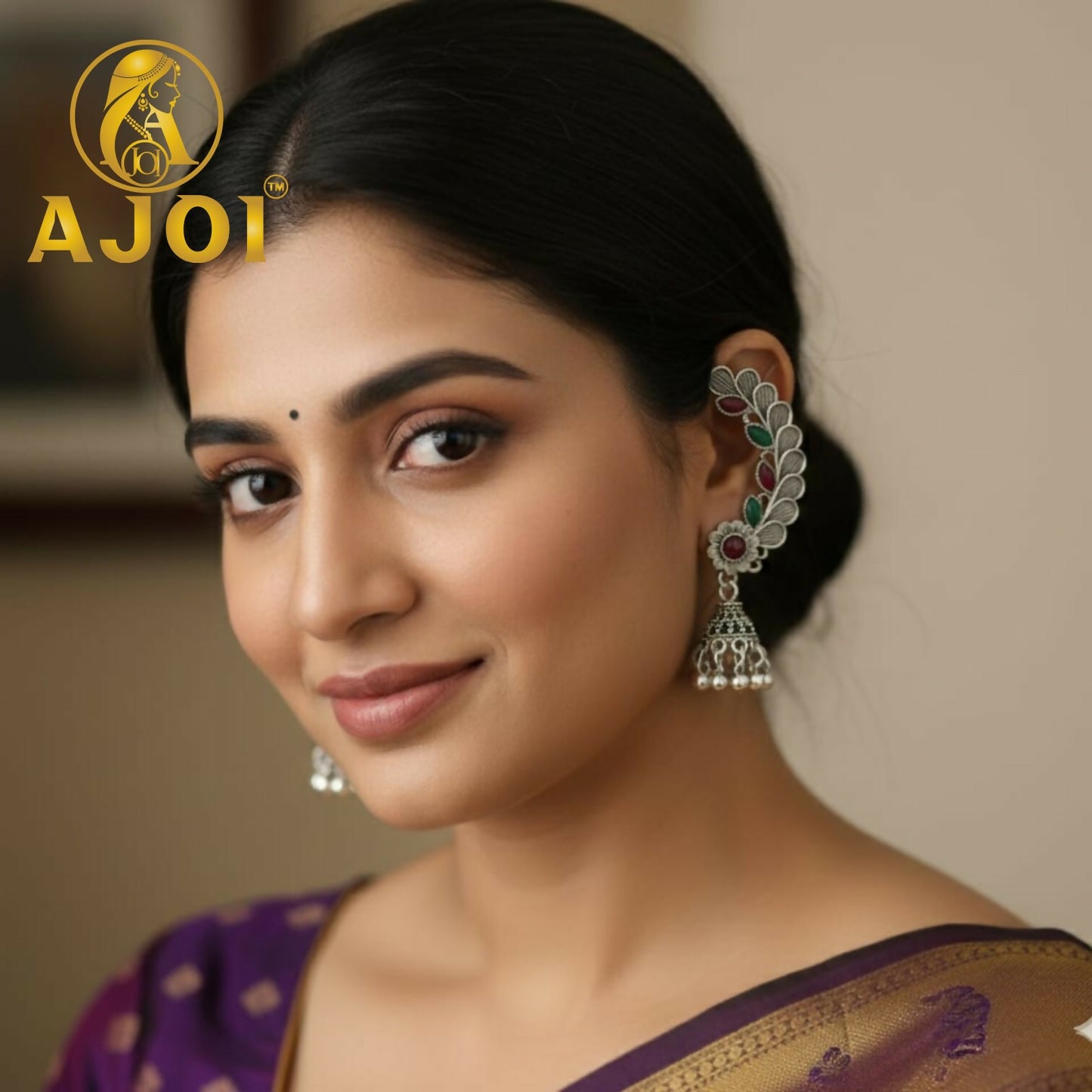 Royal Gemstone Leaf Earrings