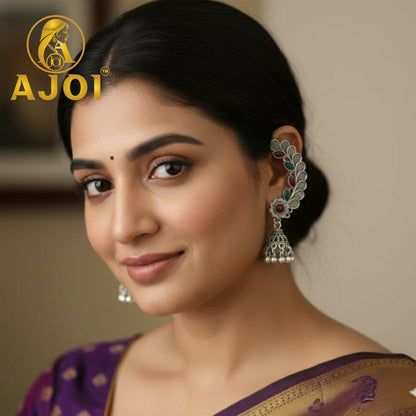 Royal Gemstone Leaf Earrings