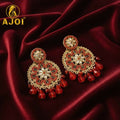 Red Floral Earrings – Intricately Designed Festive Jewelry