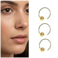 Gold Bead Nose Rings Set of 3 – Elegant Captive Hoop Jewellery