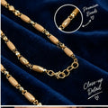 Beige and Gold-Tone Beaded Chain with Lobster Clasp and Adjustable Extension