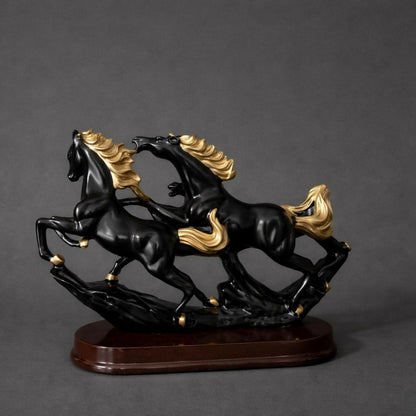 Running Horse Decorative Showpiece with Gold Accents for Home & Office Decor