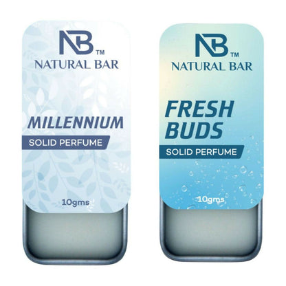 Natural Bar Millennium And fresh buds solid perfume combo| Alcohol Free Cologne for Men & Women | Strong & Lasting Fragrance | Gifting Set for Him & Her
