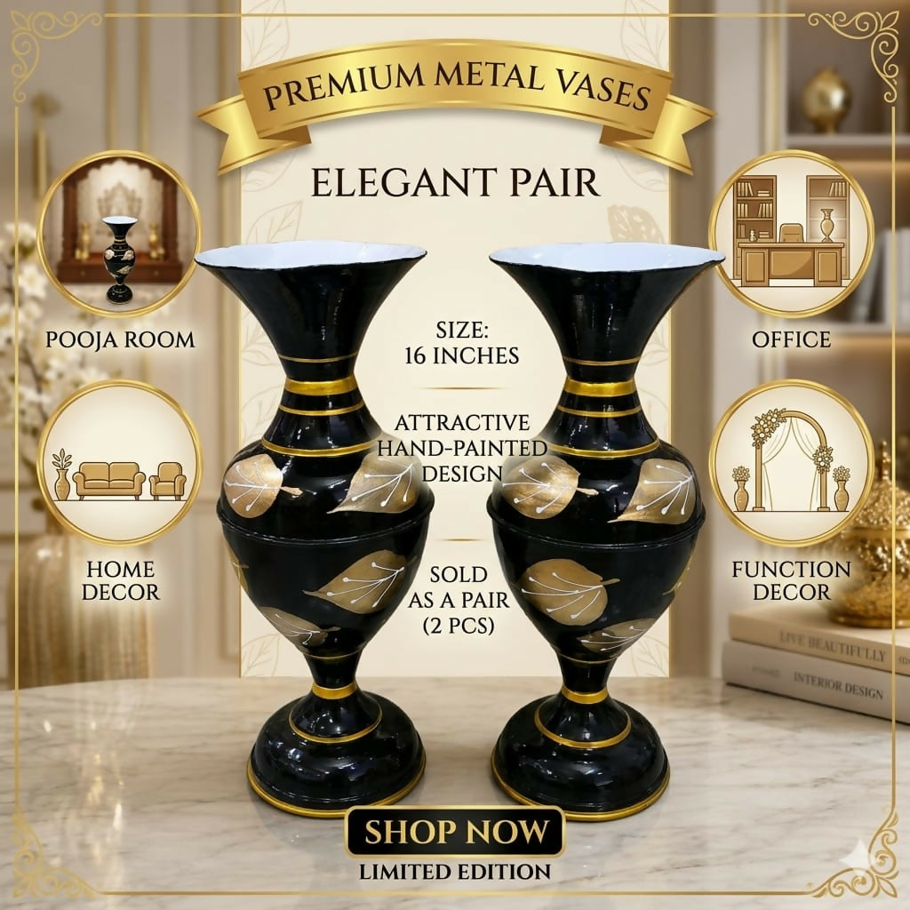 Antique metal flower pots used as decorative indoor plant containers