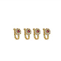 Ruby Floral Nose Clip-On Rings – 4-Pack Gold Plated Set