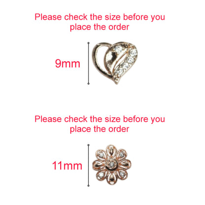 Rose Gold AD Stud Earrings - Flower & Heart Shape Daily Wear for women and girls Combo Pack of 2