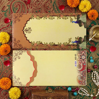 Set of ten peacock floral shagun money envelopes