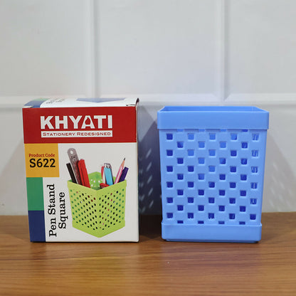 Square Pen Stand for Desk Organization with Open Design for Pens, Pencils and Stationery Use