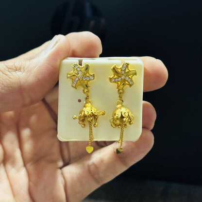 Gold Plated Cross Design Stud Jhumki Earrings