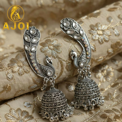 Opulent Floral Peacock Earrings