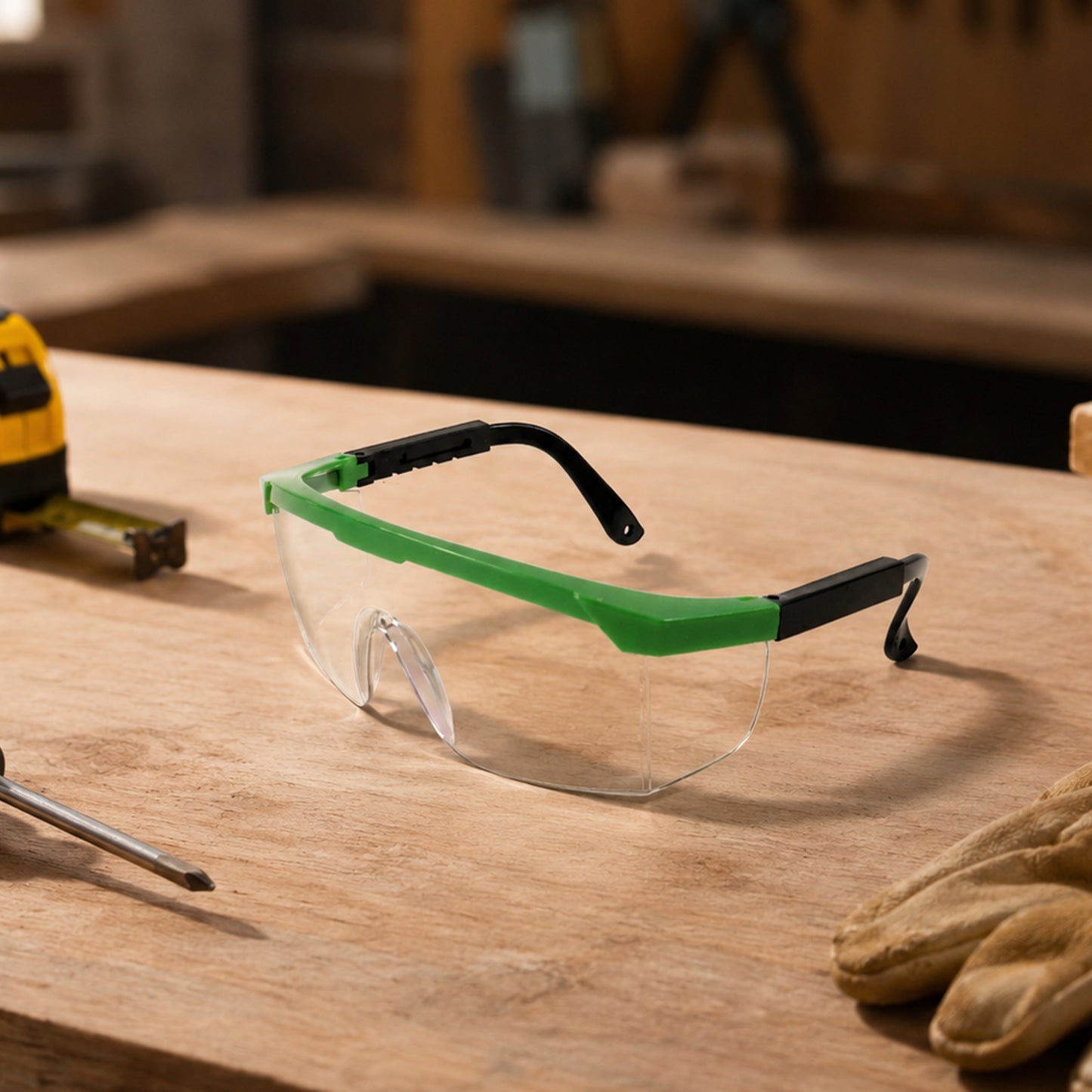 Construction safety goggles with full side protection