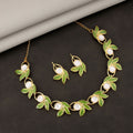 American Diamond Gold-Toned Floral Drop Set – Elegant Design