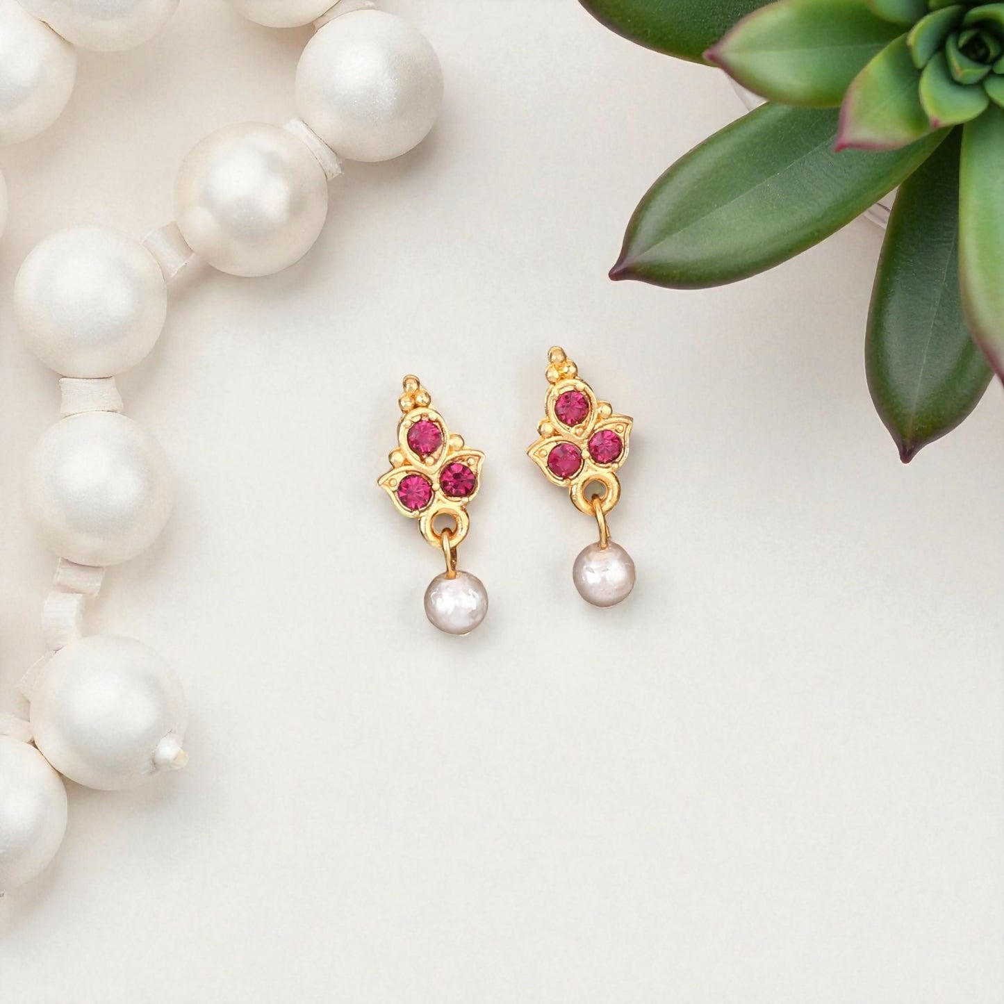 Romantic Gold Ruby Red Crystal Heart Choker Set