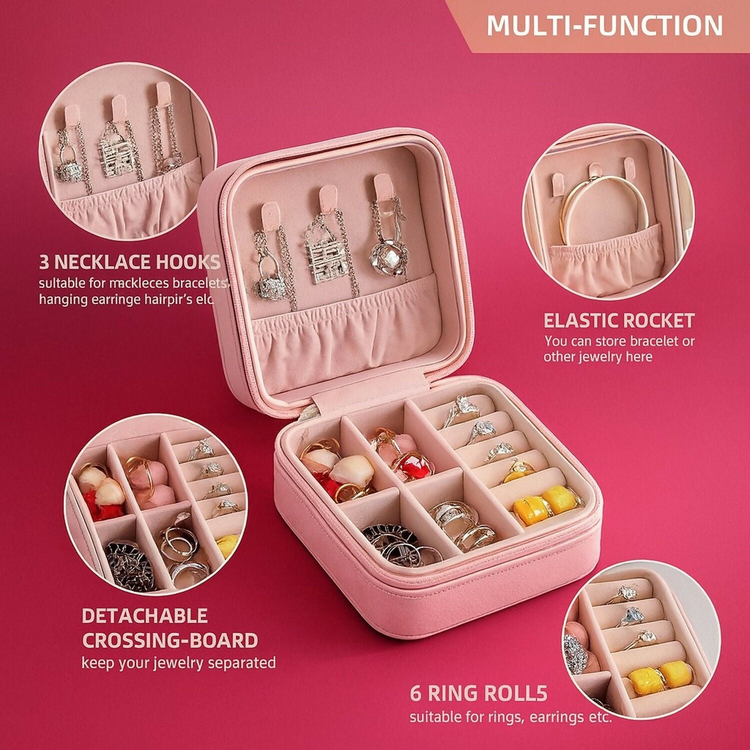 Portable Travel Jewelry Box for Women | Compact Organizer with Compartments