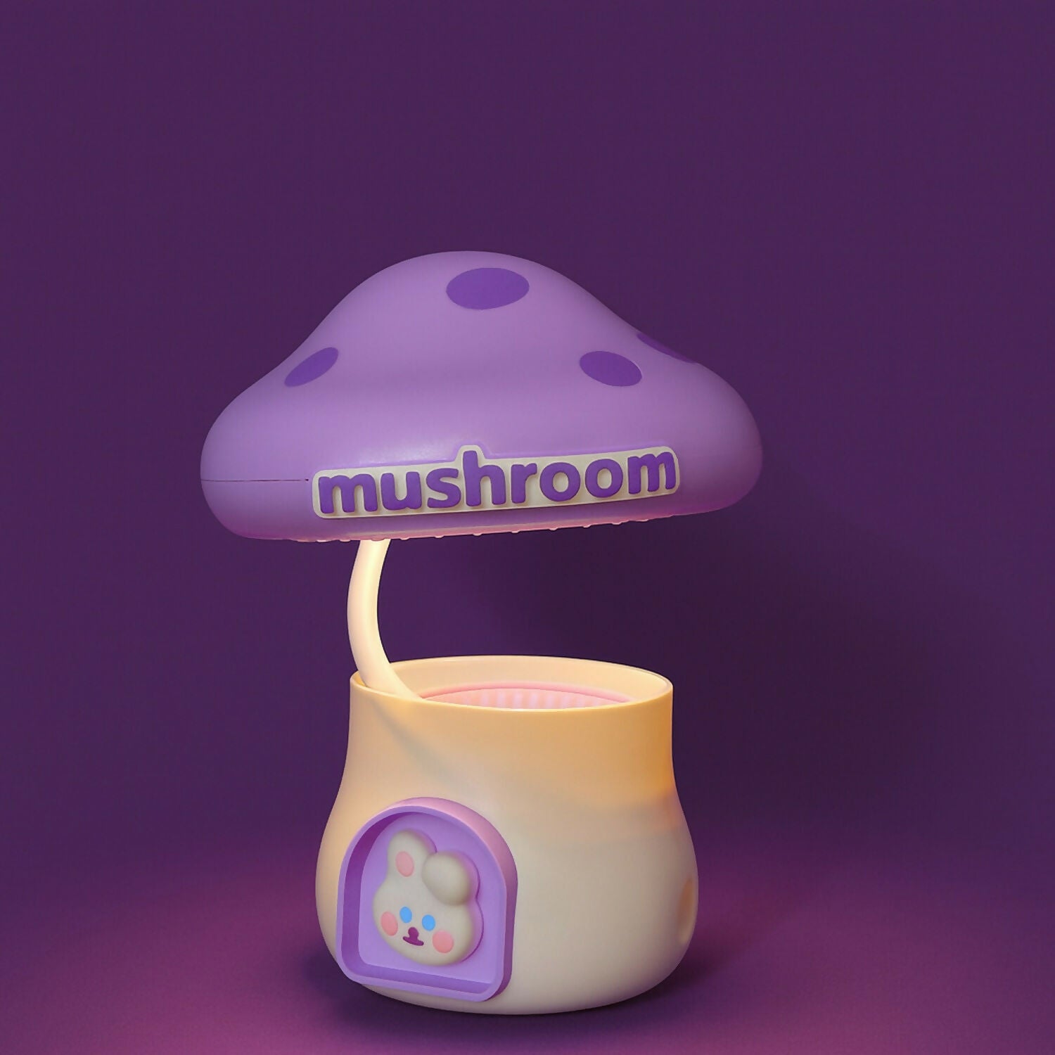 Purple Mushroom LED Study Lamp with Pencil Sharpener & USB Charging