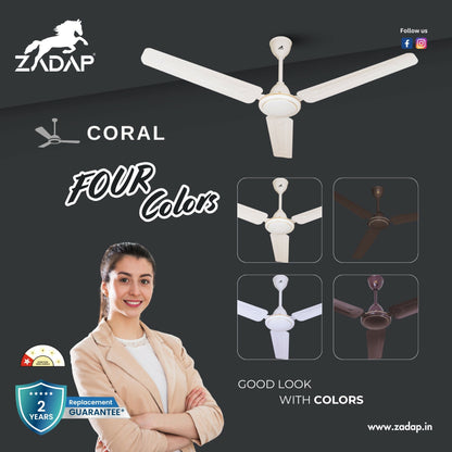 ZADAP ceiling fan ivory color mounted in living room