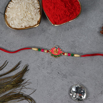 Ganesh Lotus Leaf Rakhi Designer Festive Gift for Raksha Bandhan (10pcs)