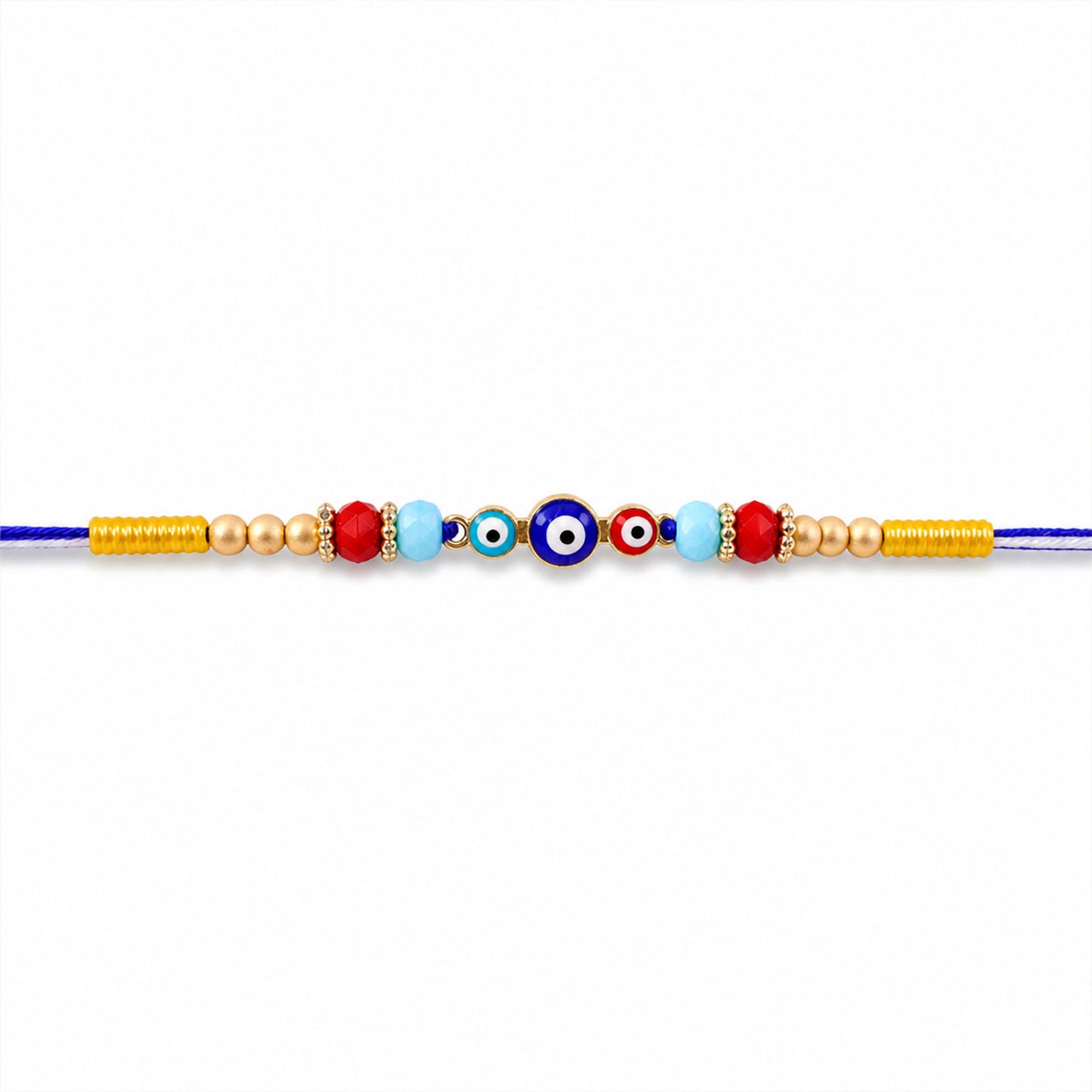 Triple Round Nazar Evil Eye Crystal Beads Designer Rakhi