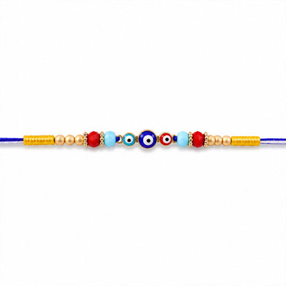 Triple Round Nazar Evil Eye Crystal Beads Designer Rakhi