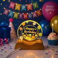 Happy Birthday LED Acrylic Night Lamp with Wooden Base for Gifting