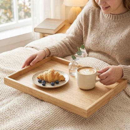 Breakfast tray wooden rectangular