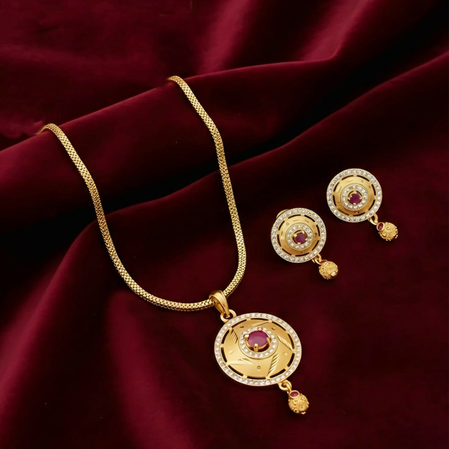 Elegant Gold-Plated Pendant and Earrings Set