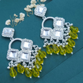 Silver Plated Chandelier Earrings with Yellow Teardrop Beads