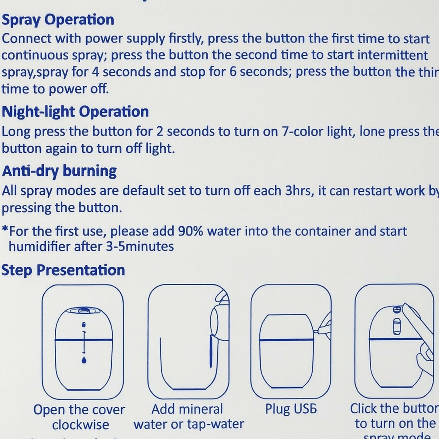 Cute USB Humidifier with Night Light & Dual Spray for Home, Office & Bedroom