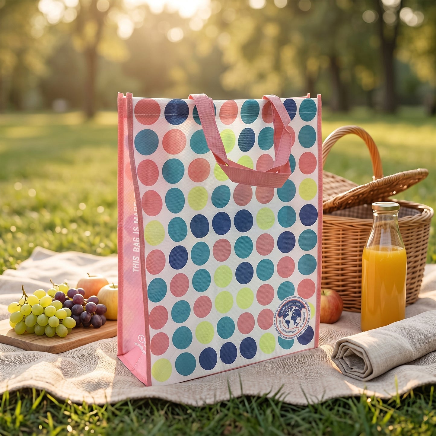 Foldable large printed shopping tote