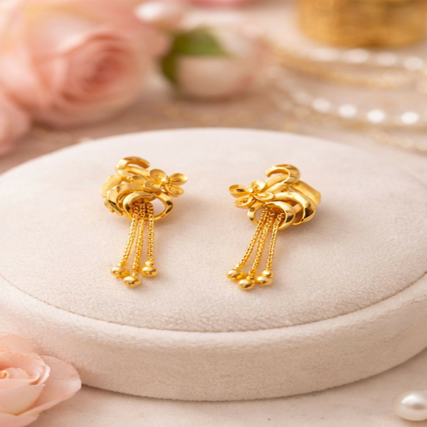 Elegant Gold-Plated Chain Drop Earrings for Women | Lightweight Party & Festive Wear Earrings (Pack Of 8)