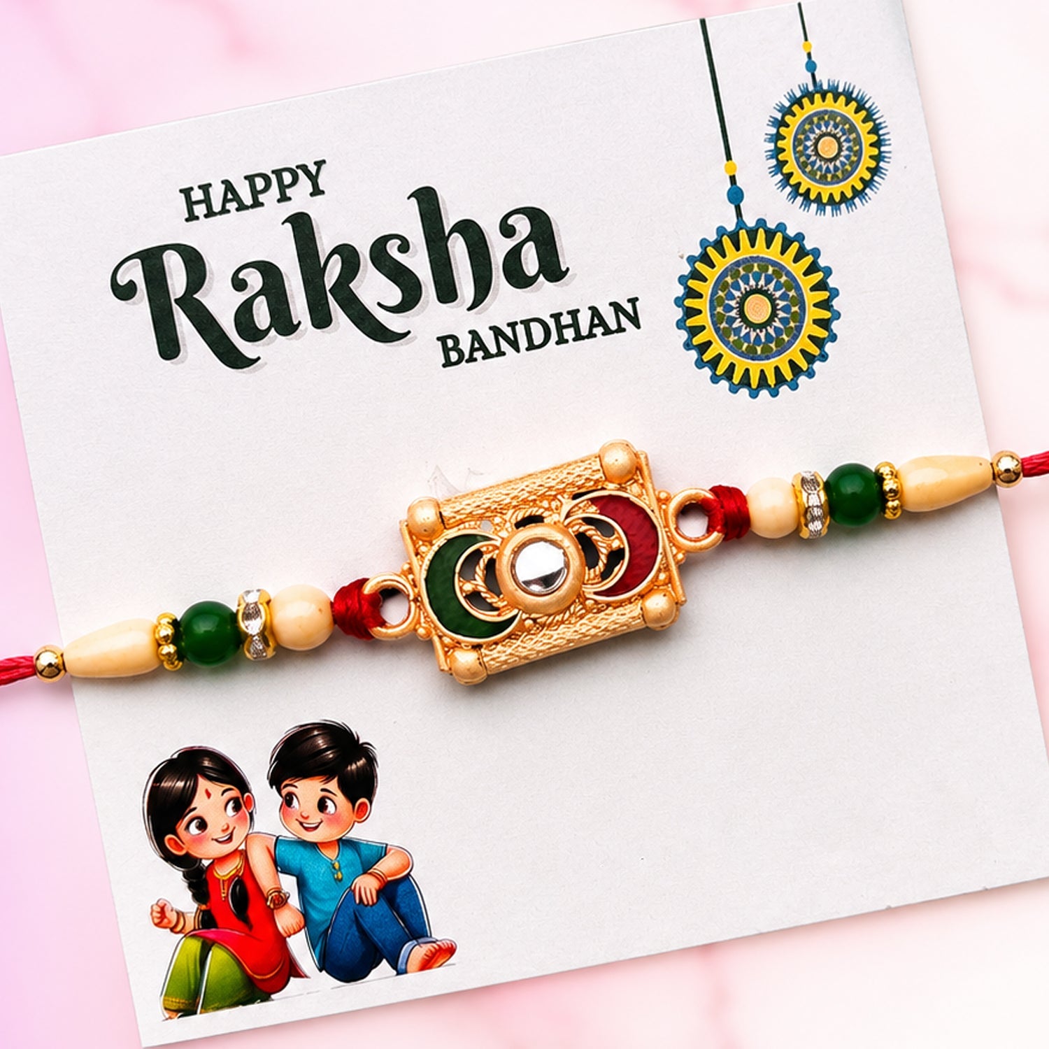 Traditional Meenakari Rakhi Vibrant festive sibling gift (5pcs)