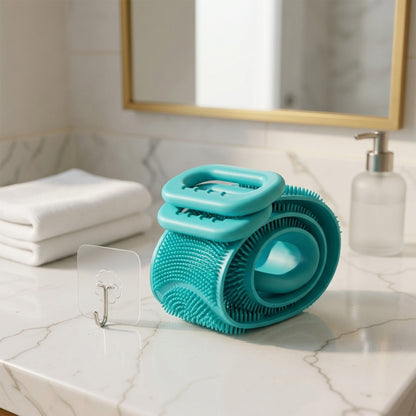 Silicone Body Scrubber Bath Belt Dual Handle Back Exfoliating Strap (1 Pc)