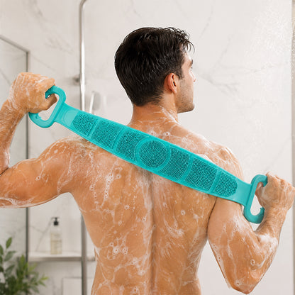Silicone Body Scrubber Bath Belt Dual Handle Back Exfoliating Strap (1 Pc)