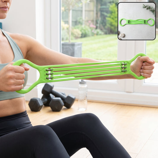 5 tube silicone chest expander resistance band for home gym