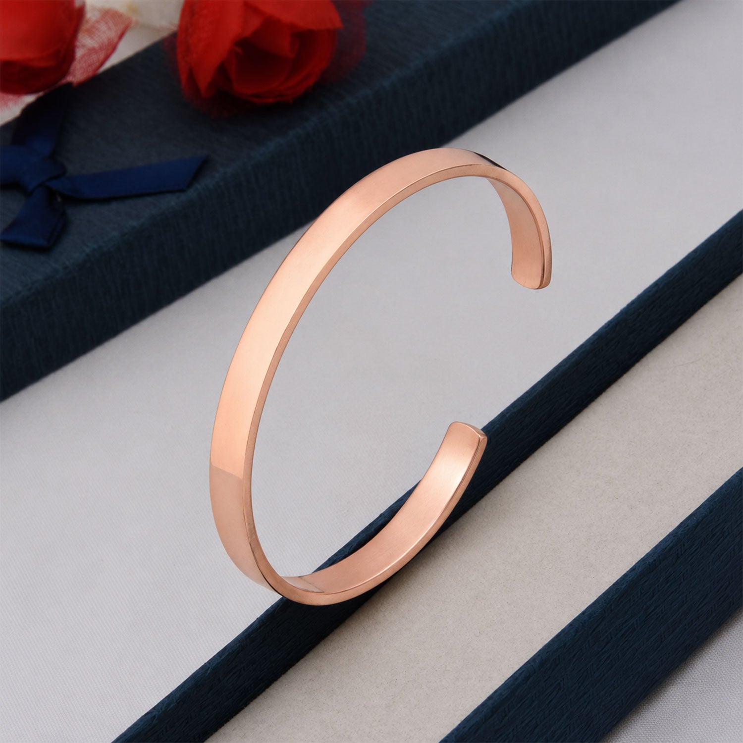 Rose gold copper kada for men showing sleek design.