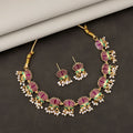 Pearl & American Diamond Choker Set – Elegant Gold-Toned Design