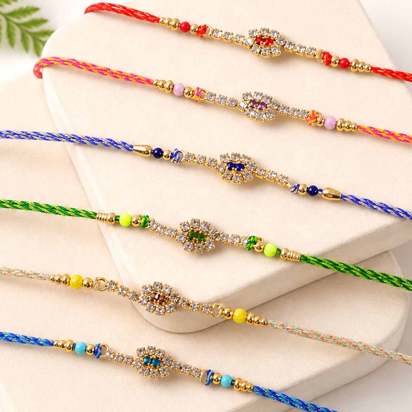 Slim Oval Motif Rakhi with Delicate AD Sparkle (Pack of 6)