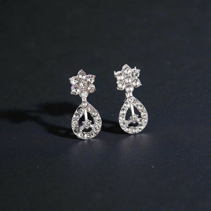 Elegant Crystal & Enamel Leaf Link Necklace Set with Pearl Drop (Multiple Colors)