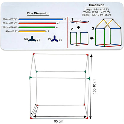 Panda Theme Foldable Kids Play Tent House with Cartoon Print for Indoor & Outdoor Play