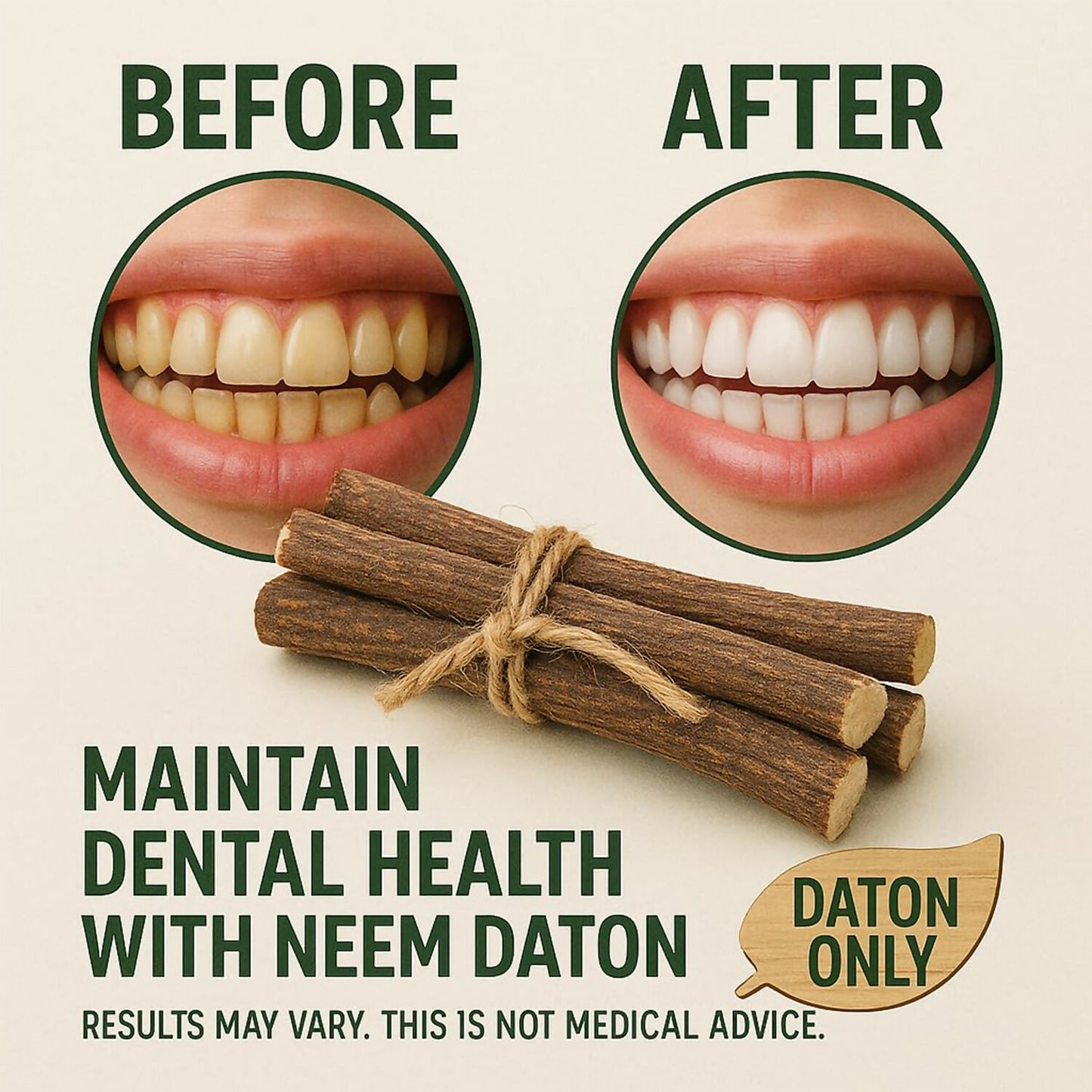 Close-up of neem tooth cleaning stick texture