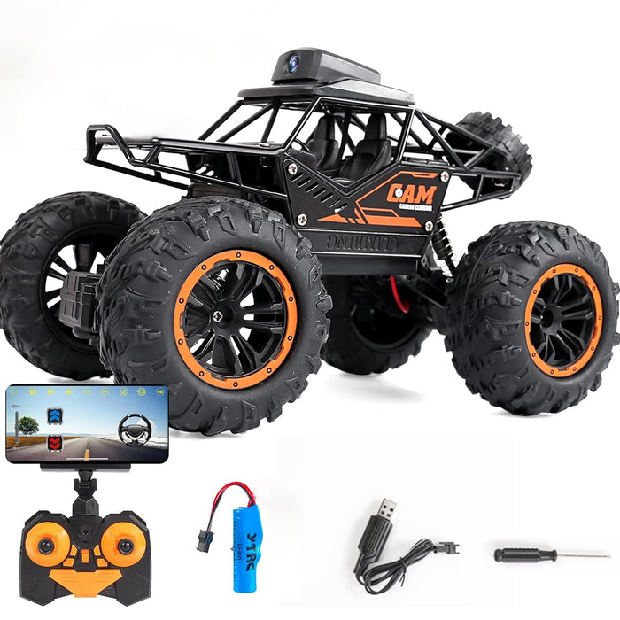 Remote Control Car with Camera Off-Road Remote Control Truck Monster Trucks for Boys 8-12 Birthday Gift For Kids Adults Gift For Boys And Girls HD Camera Rock Crawler Monster Truck Toy
