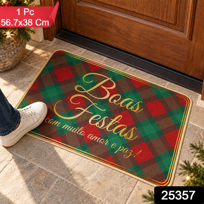 Decorative Festive Check Print Floor Mat for Indoor Doorways (1 Pc, 56.7x38 Cm)