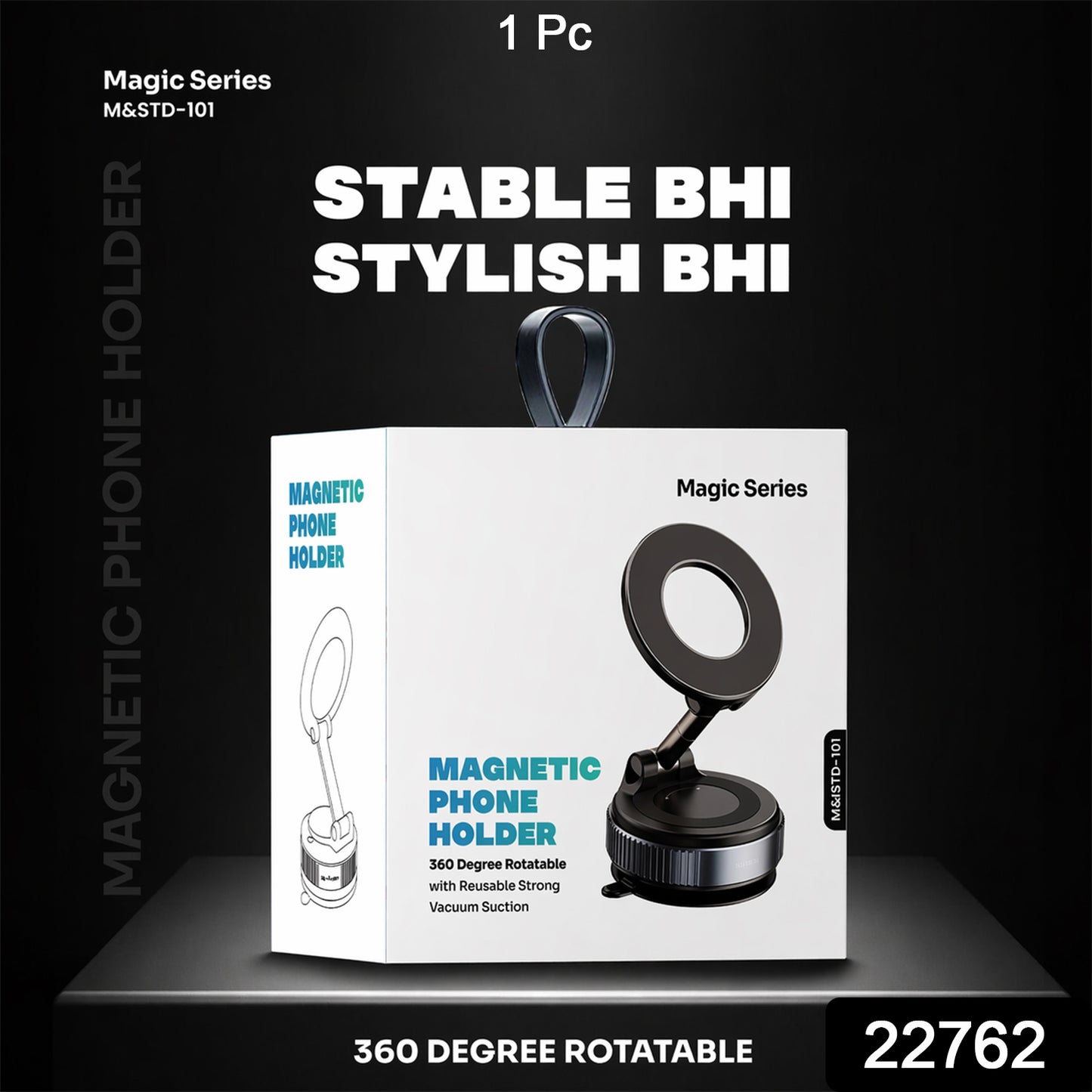 Close-up of magnetic phone holder suction base