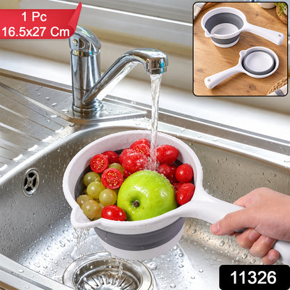 Collapsible Water Scoop with Long Handle and Pouring Spout (1 Pc, 16.5x27 Cm)